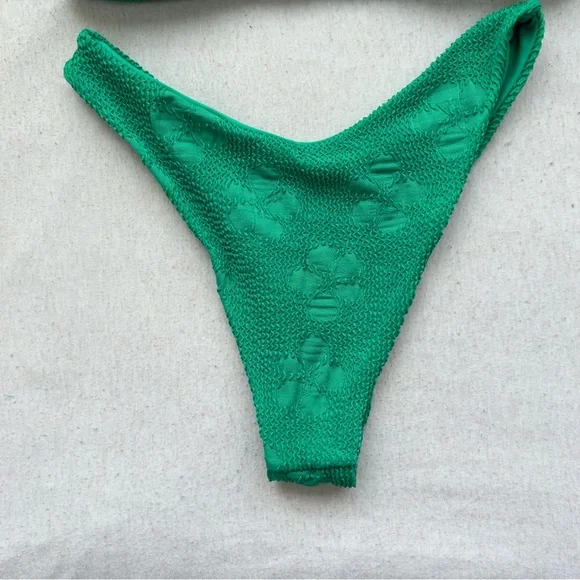 NEW full bikini set green floral swimwear with adjustable straps - Picture 6 of 12